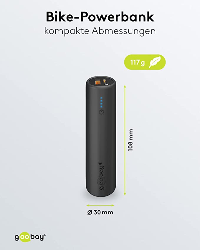 (5000mAh) Bike Powerbank USB C / USB A   Velo Halterung (60656) - Schwarz