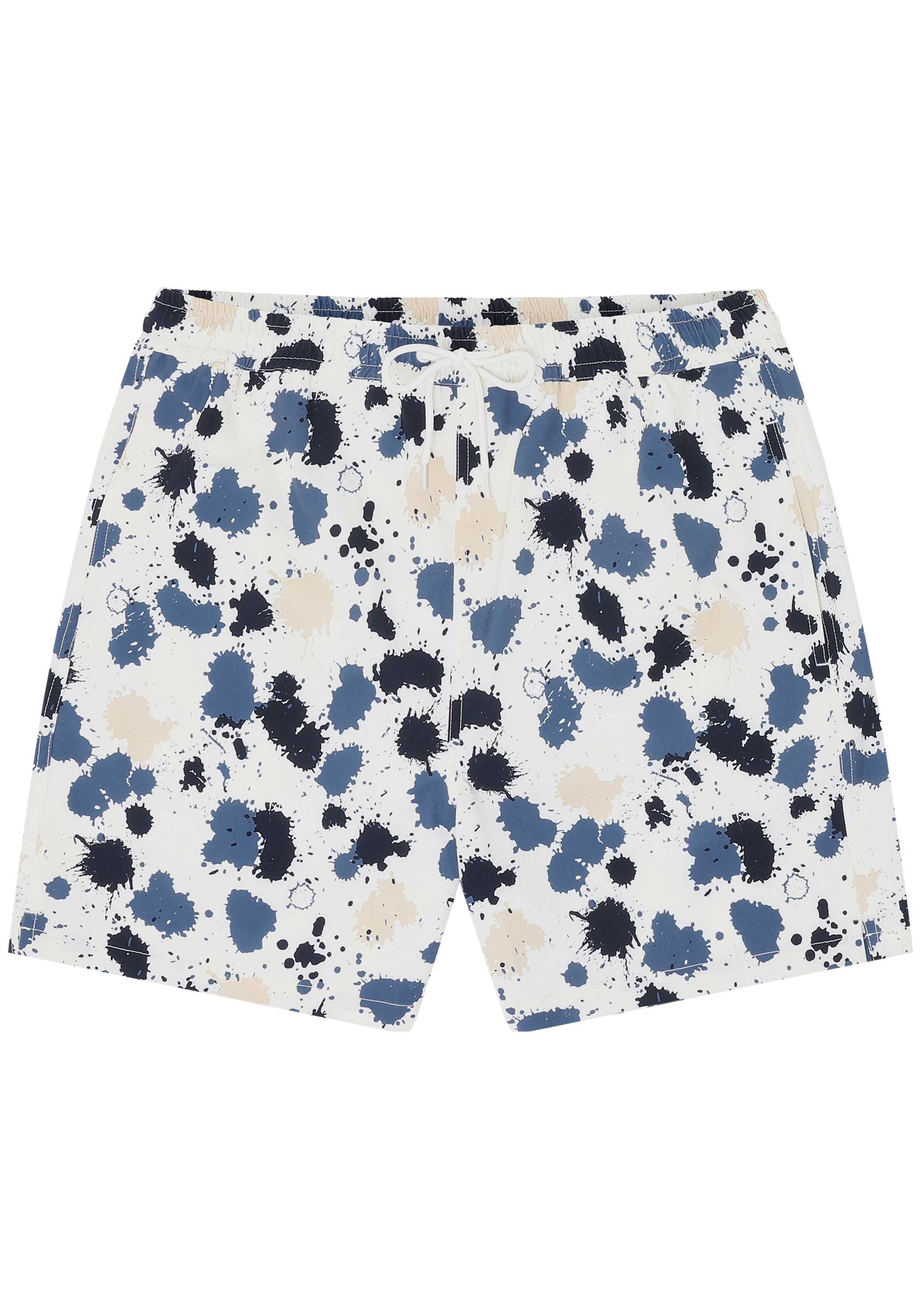 Knowledge Cotton Apparel Badehose AOP Water is Life Blue