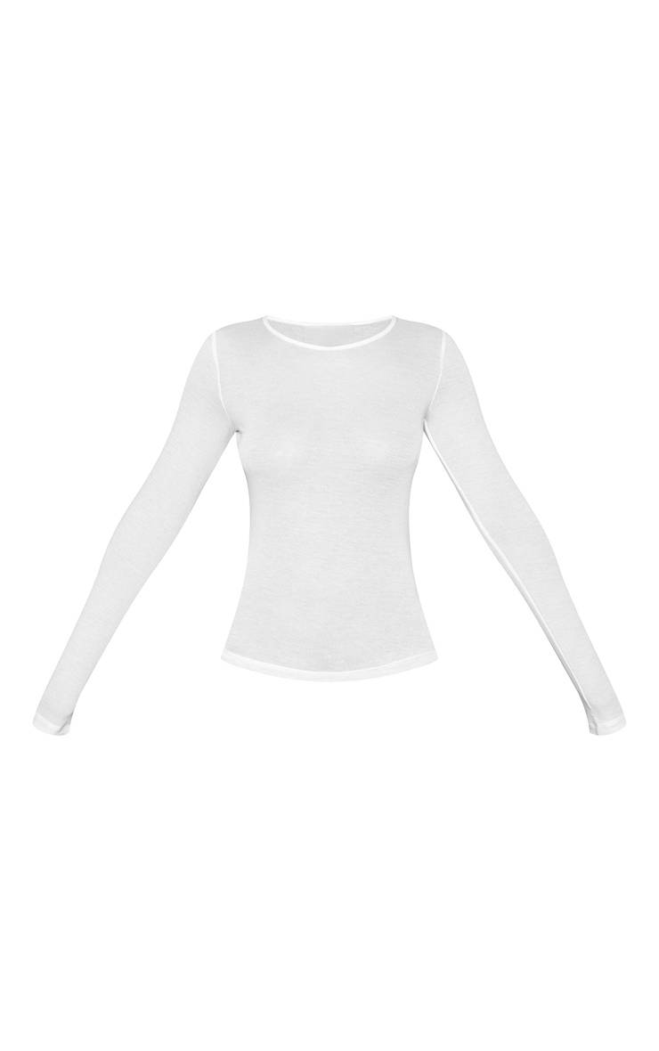 Blanc T-shirt Petite En Coton Transparent À Manches Longues