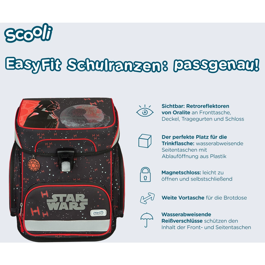 Scooli EasyFit Schulranzen-Set Star Wars, 5-teilig