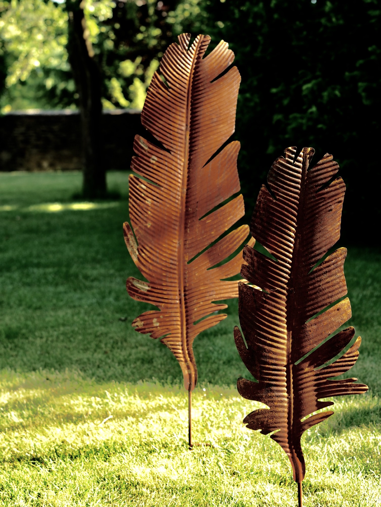 Gartenstecker 'Feder', rostbraun, T 2 cm, B 33 cm, H 110 cm günstig bestellen