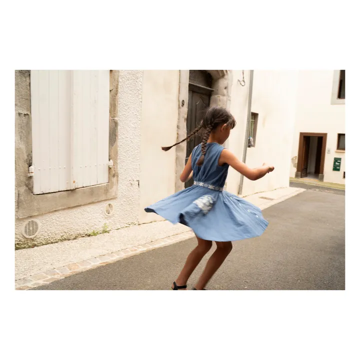 Lali Robe Corset Fleurs Brodées | Bleu jean
