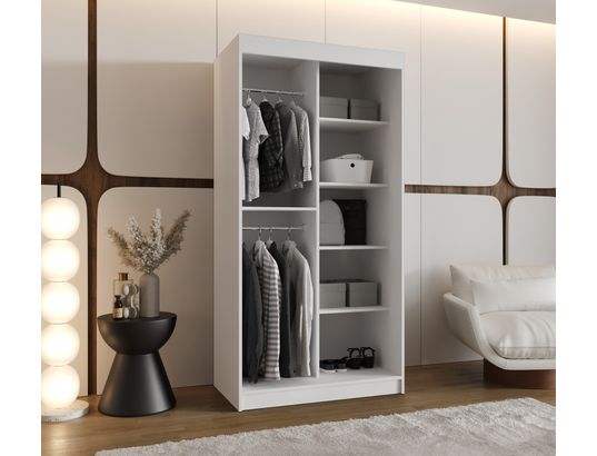 ABIKS MEUBLES - Armoire royal 200/100/62 2 portes (blanc)