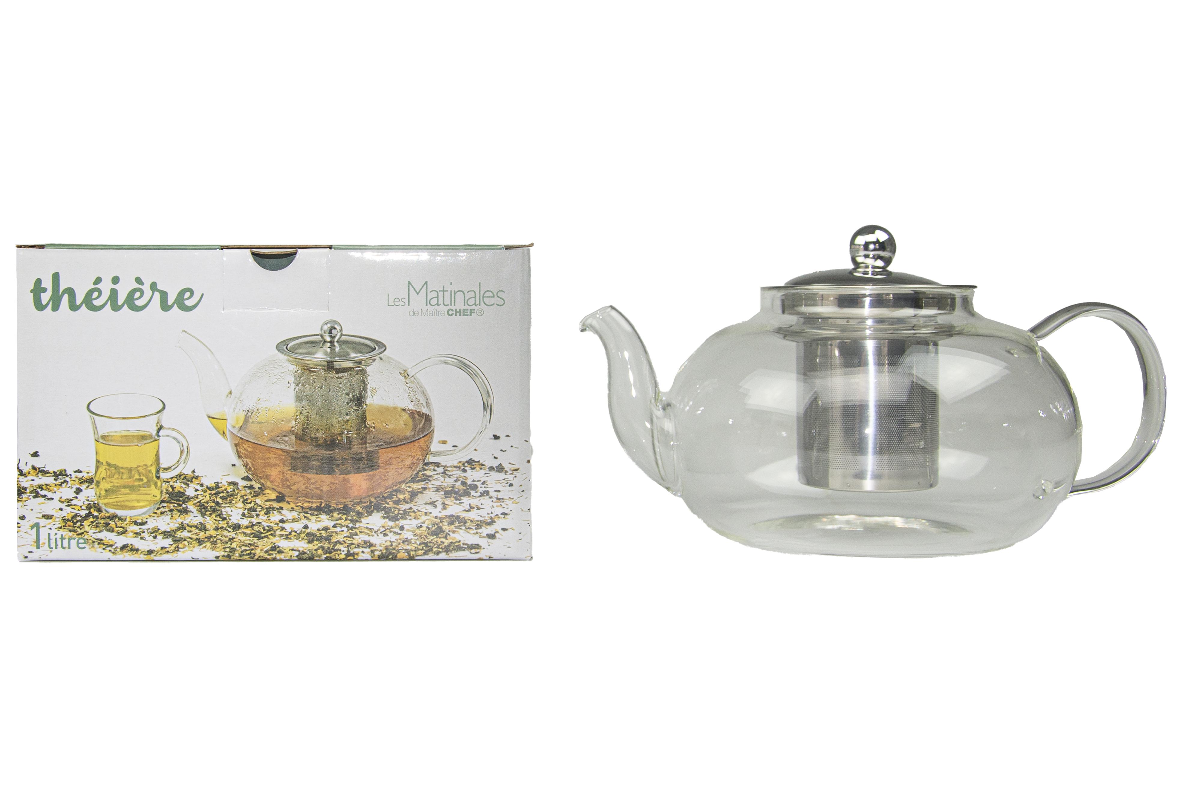 THEIERE 1000ML VERRE AVEC INFUSEUR INOX