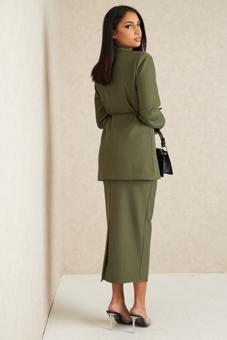 Ensemble 2 pièces blazer + jupe droite kaki