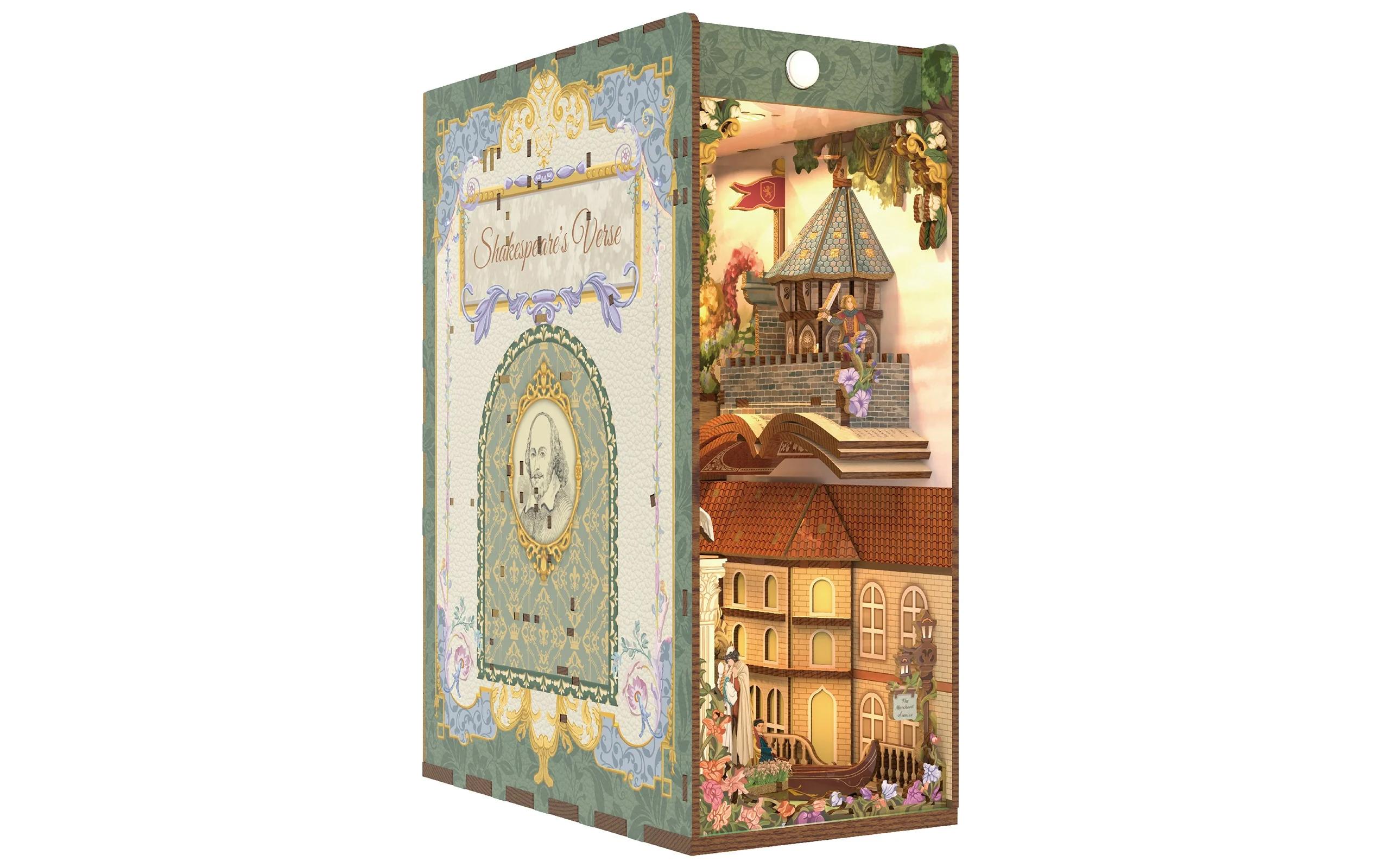 Bausatz Book Nook Shakespeare's Verse3D-Modell aus lasergeschnittenen Holzteilen
