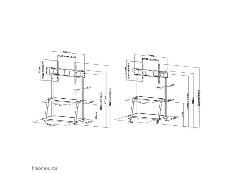 NEOMOUNTS TV-Trolley NS-M4000BLACK Schwarz Neomounts NS-M4000BLACK / Mobiler Bodenständer für Flachbild-Fernseher bis 105