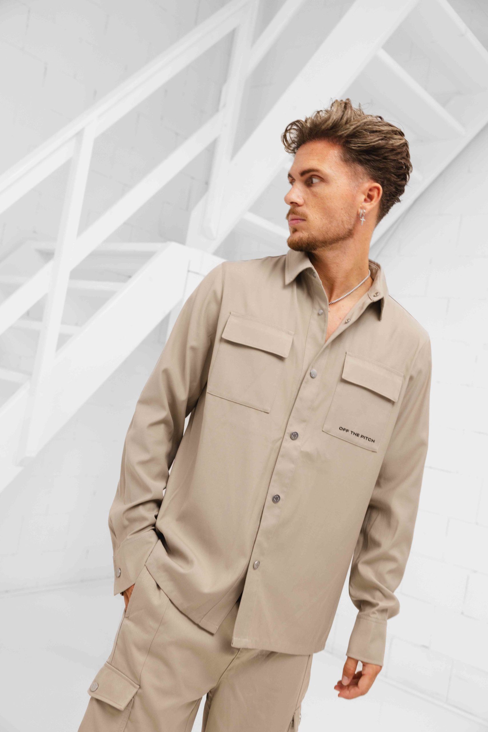 Off The Pitch System Shirt Heren Beige