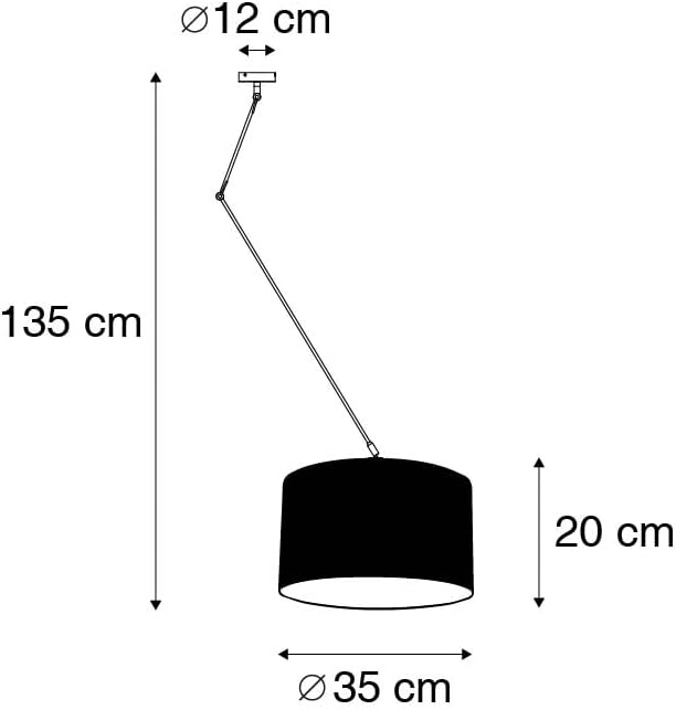 Qazqa - Modern Hängelampe I Pendellampe I Pendelleuchte Stahl I Silber I nickel matt mit Schirm 35 cm grau verstellbar - Blitz I I Wohnzimmer I Schlafzimmer - Stahl Rund - LED geeignet E27