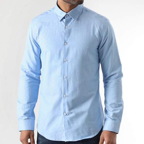 Chemise Manches Longues 2896 Bleu Clair Chiné