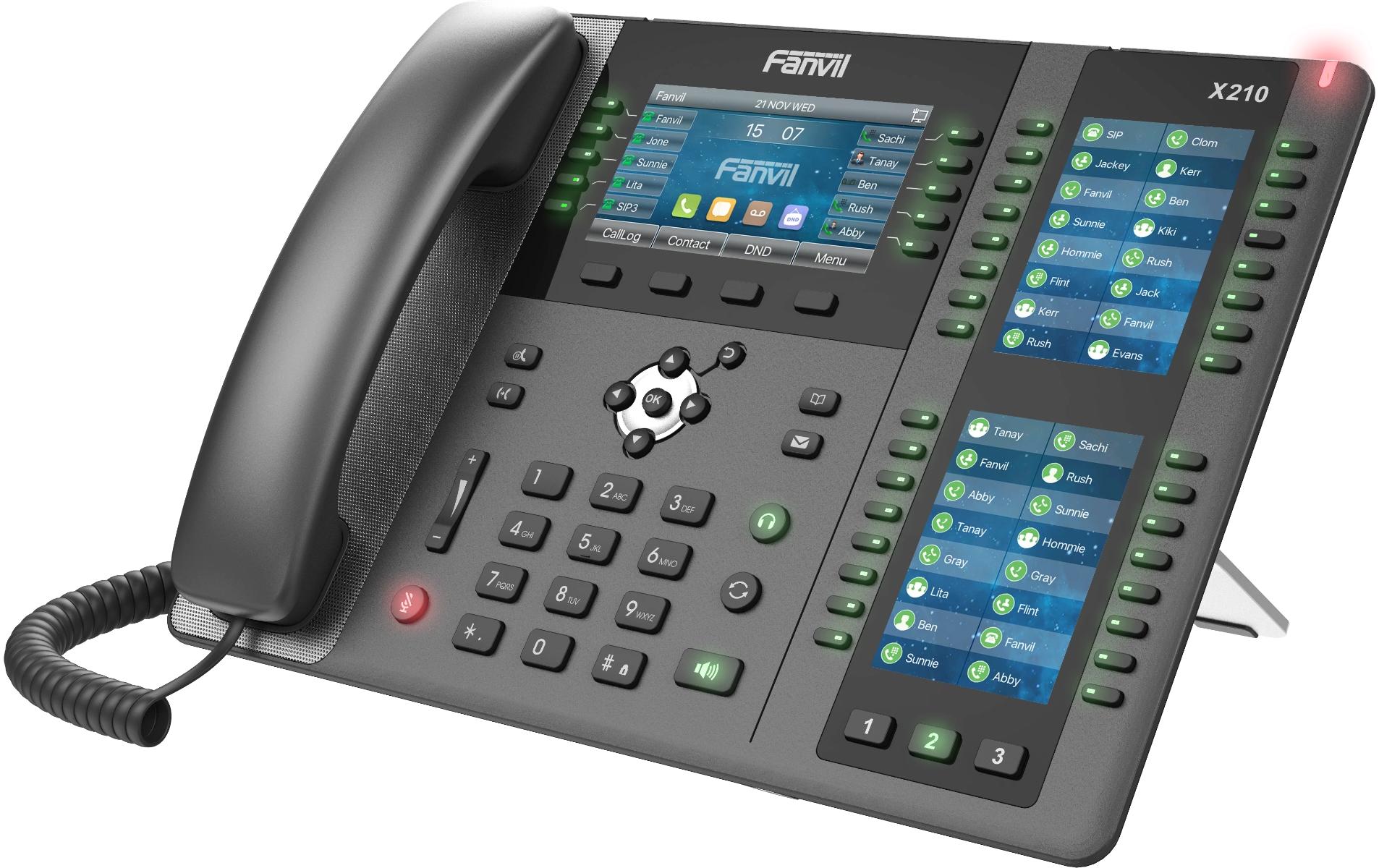 Tischtelefon X210 V2 Schwarz<br>Fanvil X210 V2 IP-Telefon 20 Zeilen LCD