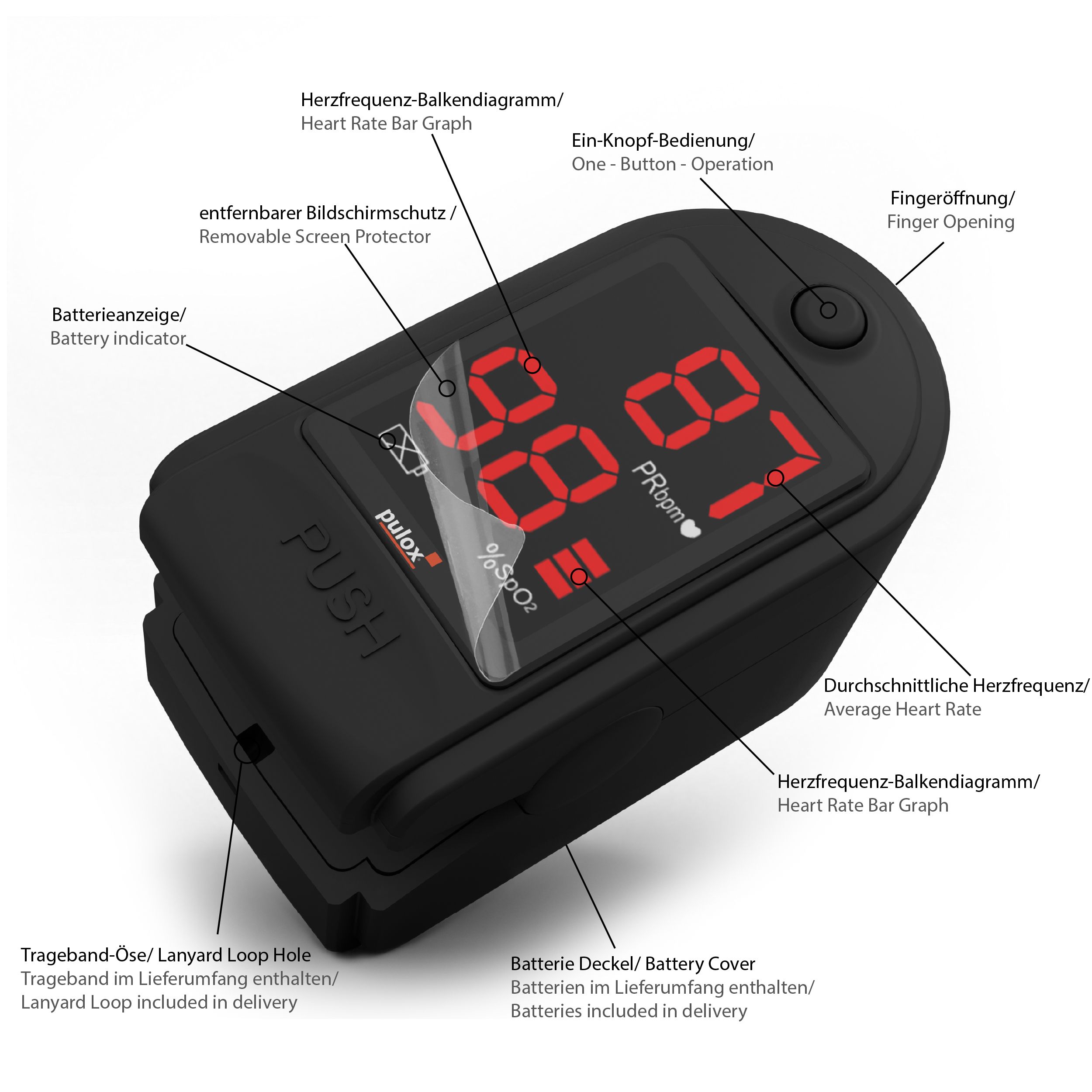pulox Pulsoximeter PO-100 schwarz