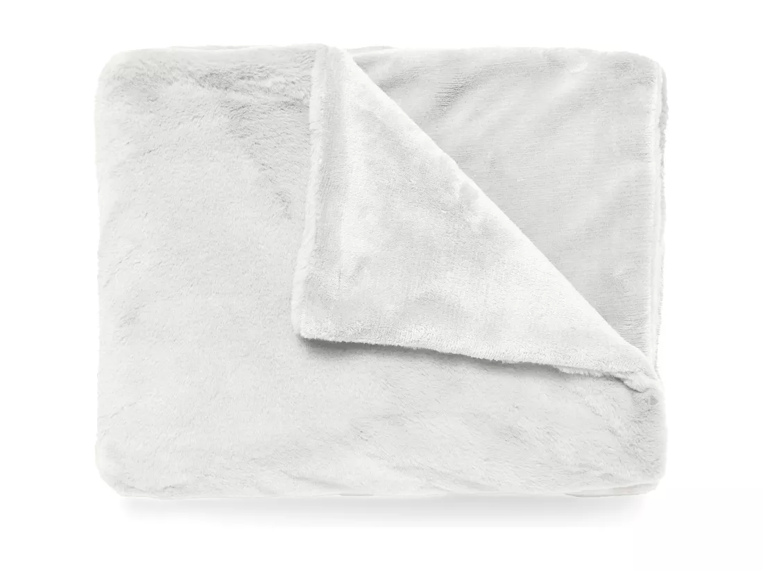 Plaid 130x170 cm WOODLAND en fausse fourrure doublée velours Ecru