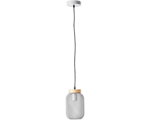 Hanglamp, 1-lichts, HxØ 112x16 cm, lichtgrijs hout