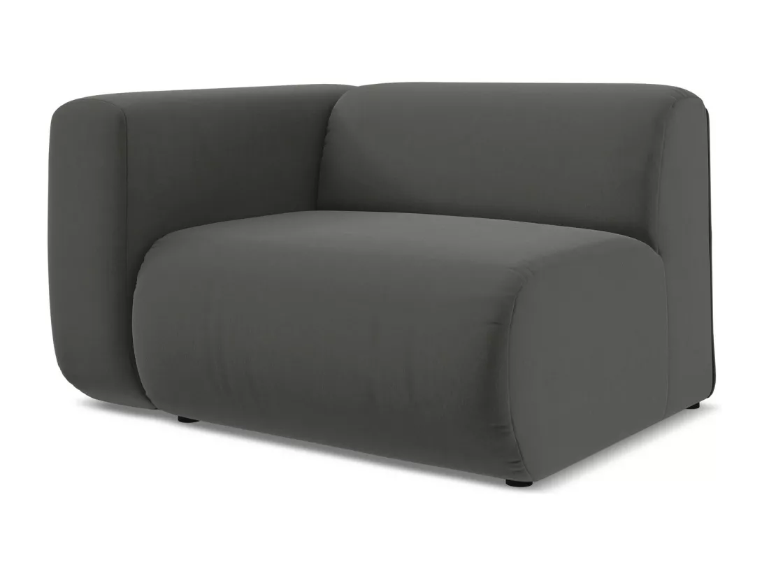 Module avec accoudoirs gauche en velours - acier - EKAHI