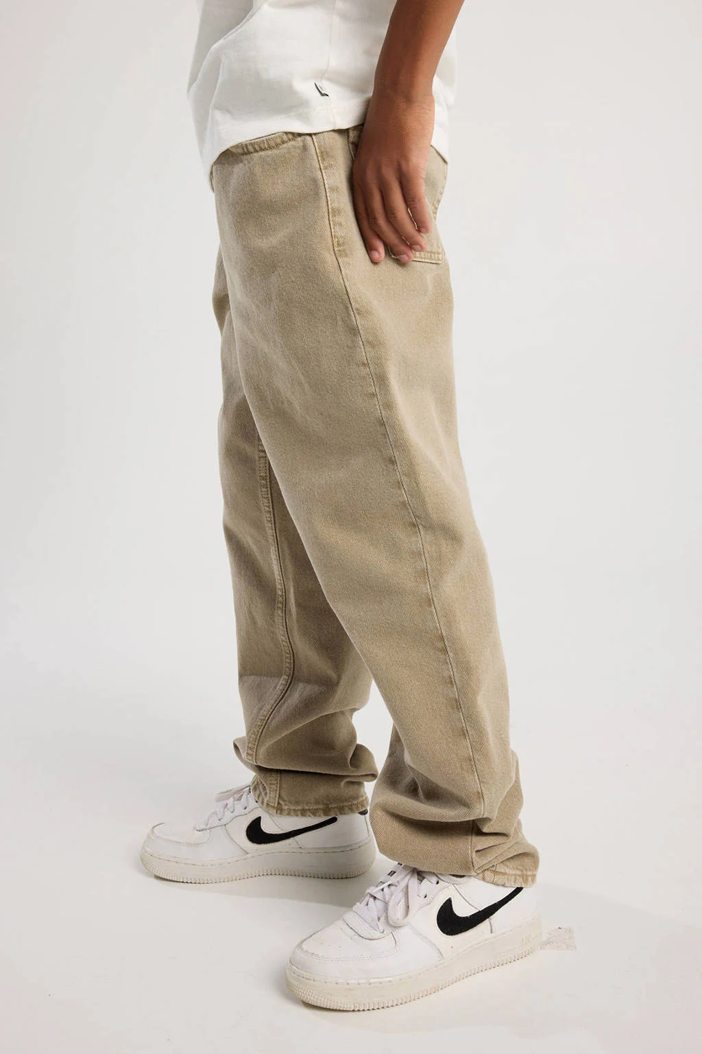 America Today relaxed  waist loose fit jeans beige