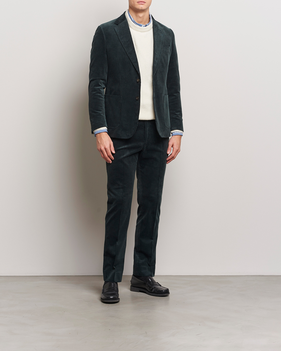 GANT Slim Corduroy Suit Trousers Tartan Green