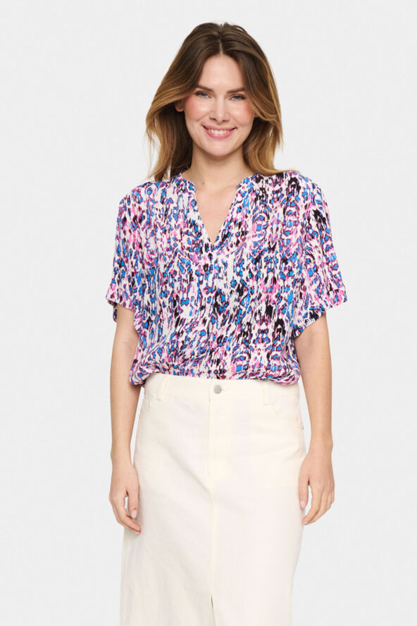 Saint Tropez AgnesSZ SS Top Pink c. ikat paint