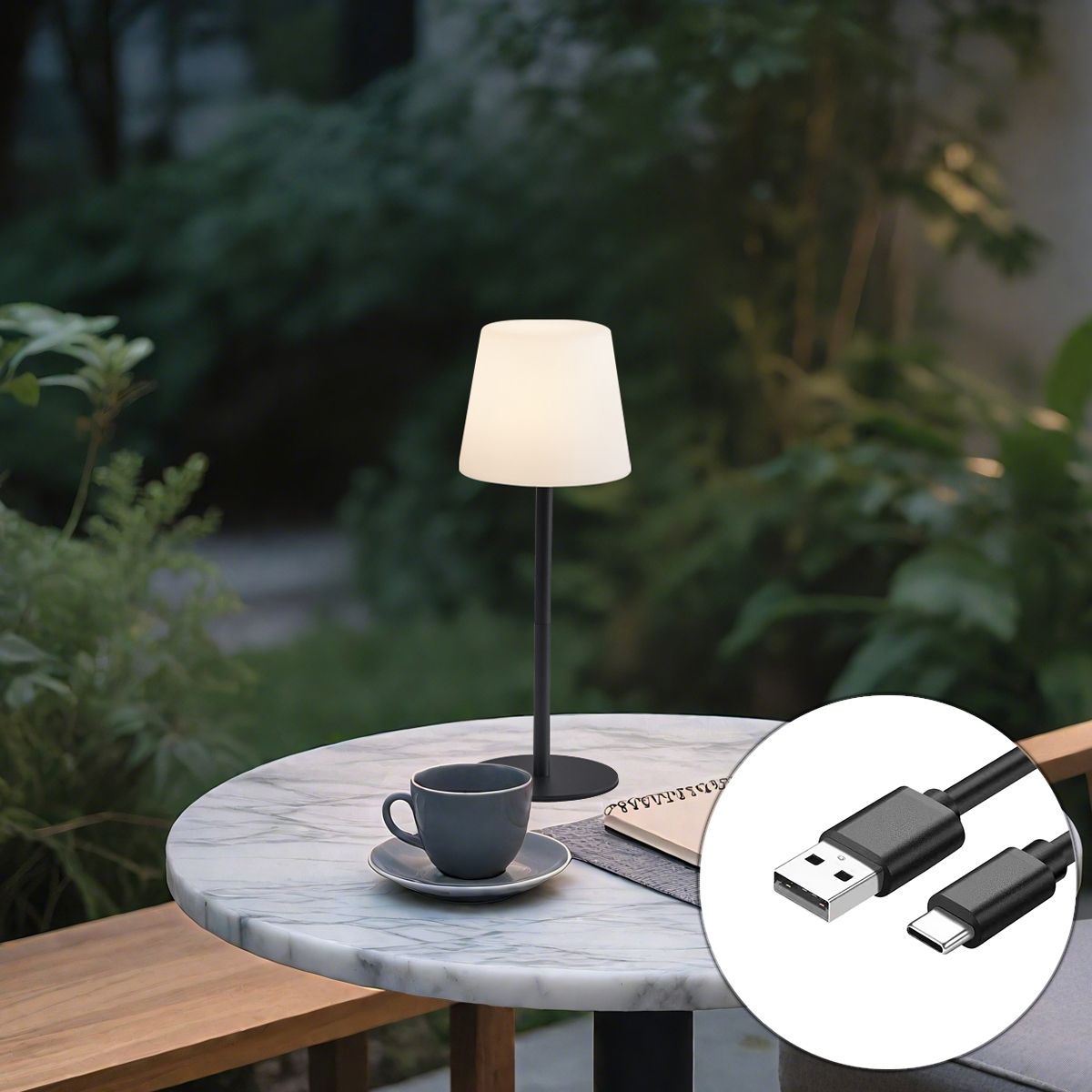 Tafellamp zwart oplaadbaar incl. LED en dimmer IP54 - Jude