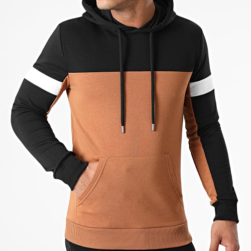 Sweat Capuche Tricolore 1952 Noir Blanc Camel
