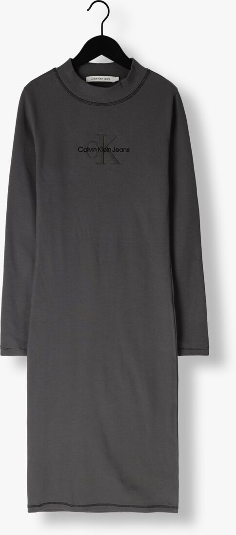 CALVIN KLEIN zwarte calvin klein midi jurk hero monolog rib ls dress
