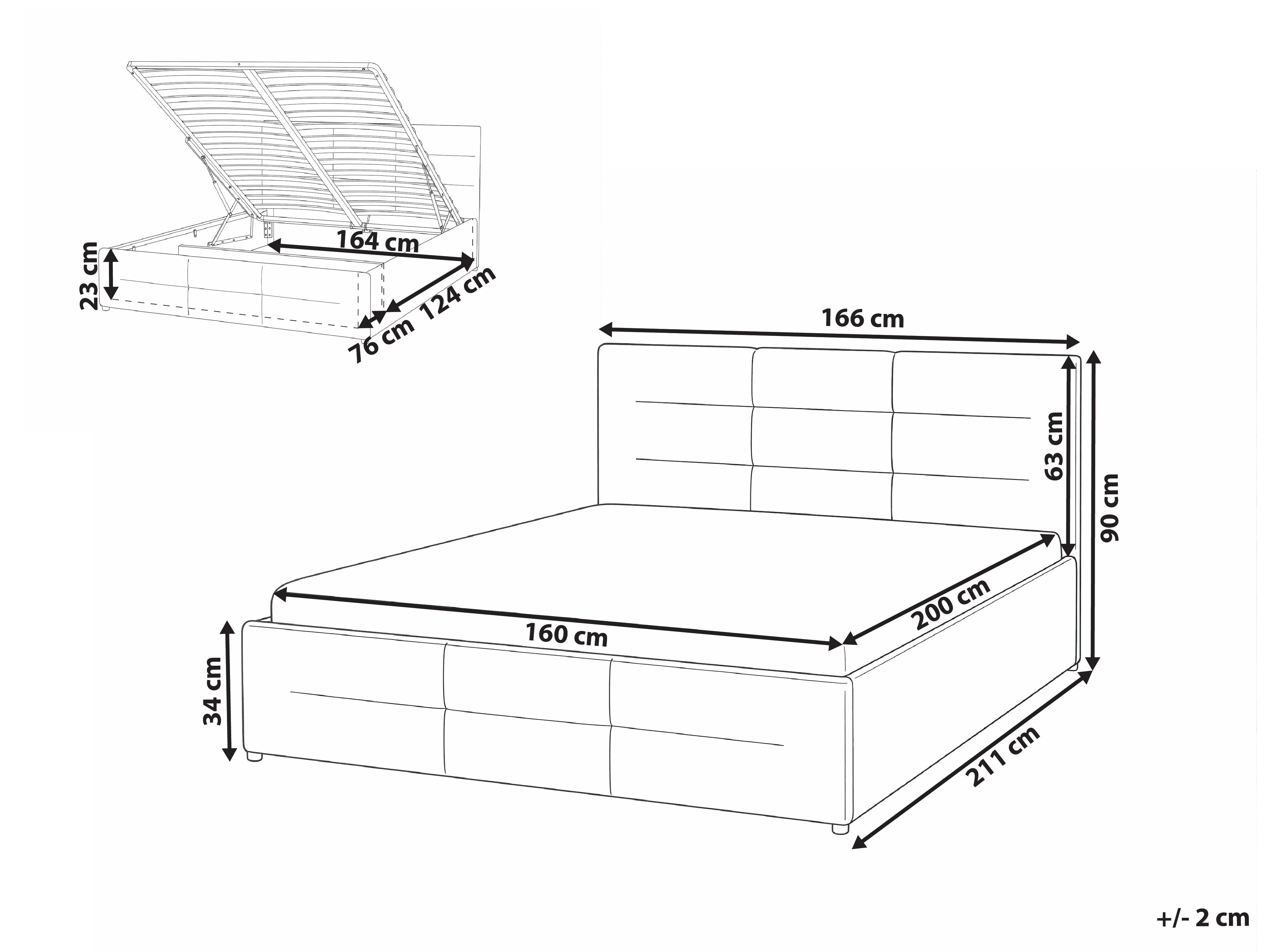 Bed met opbergruimte Bouclé MASSOGNES 160 x 200 cm Gebroken wit