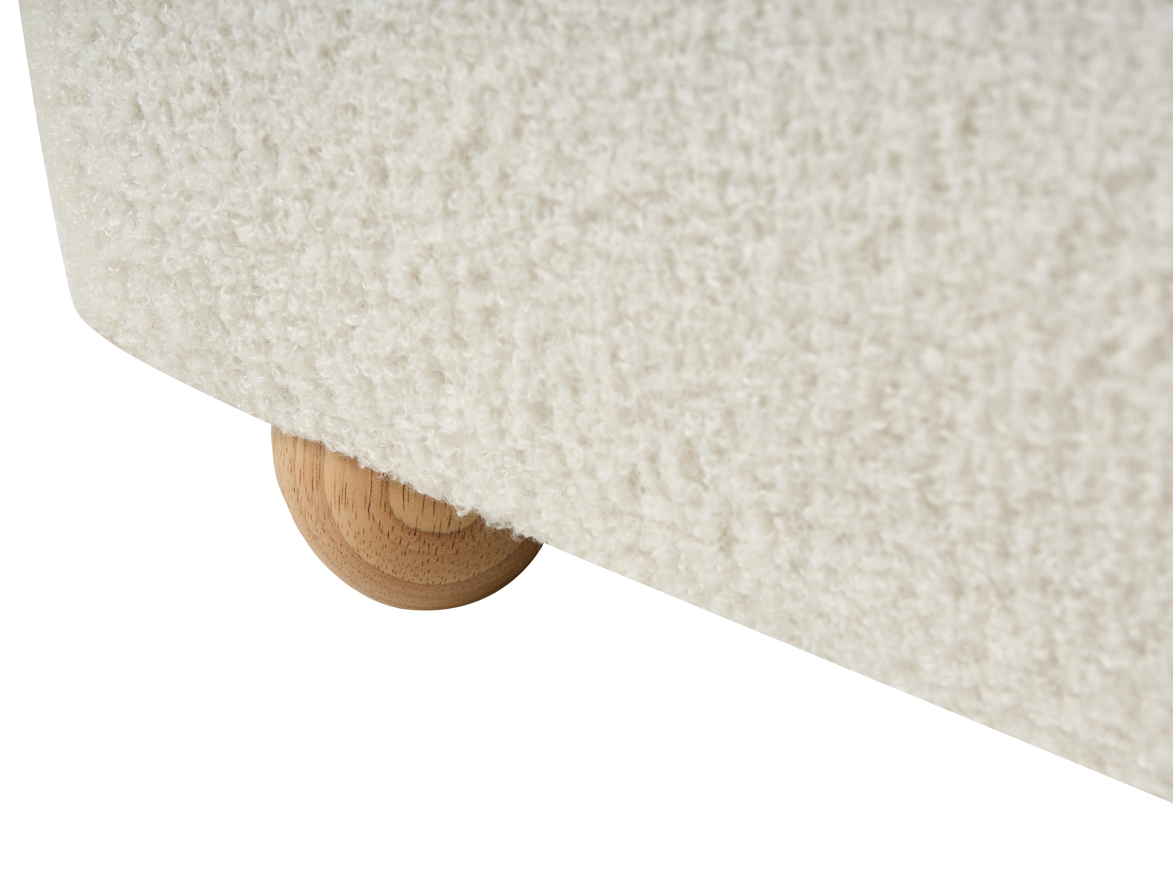 Bed met opbergruimte Bouclé BLAGNAC 90 x 200 cm Gebroken wit