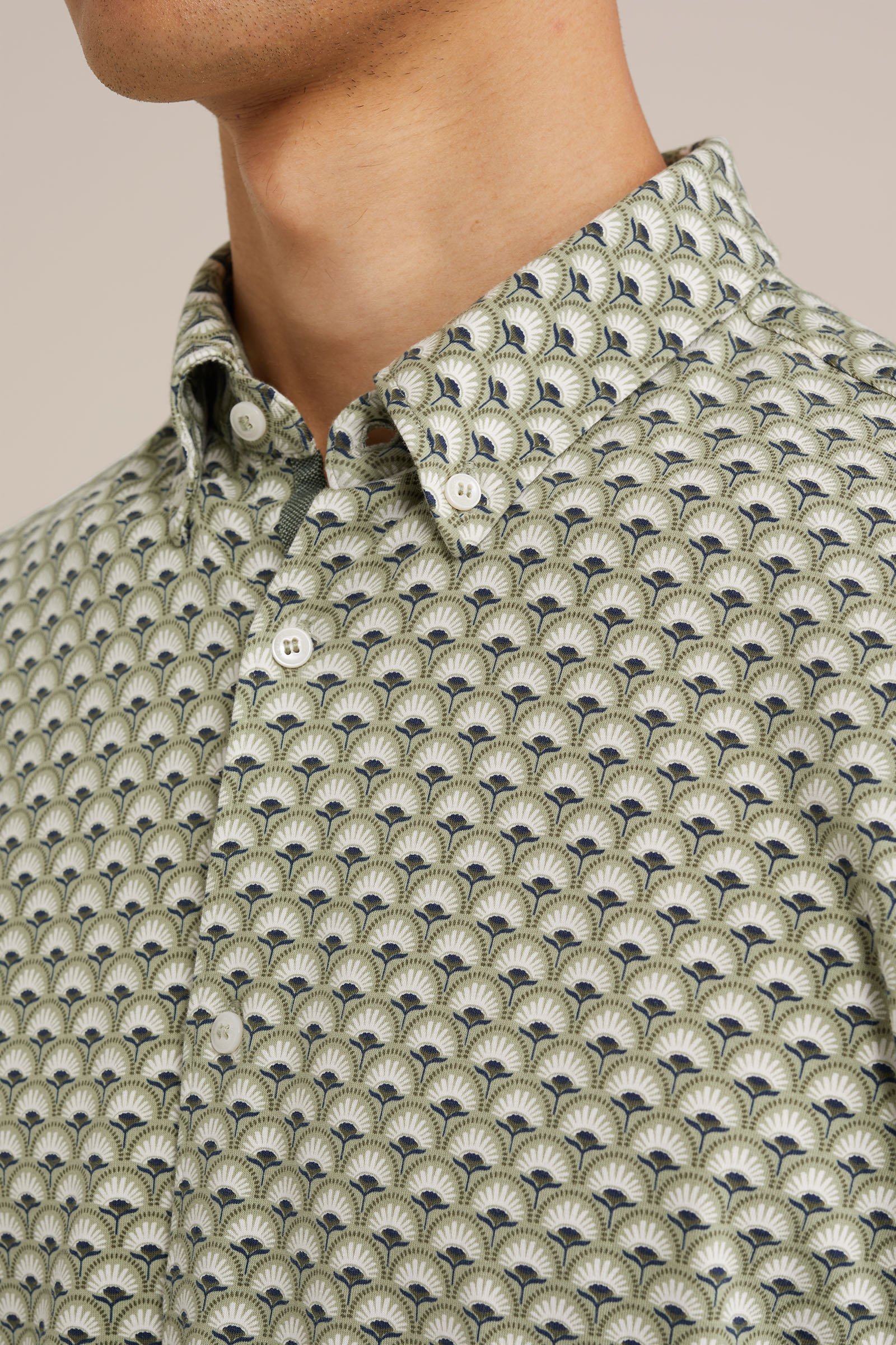 jersey overhemd met dessin WE Fashion Groen