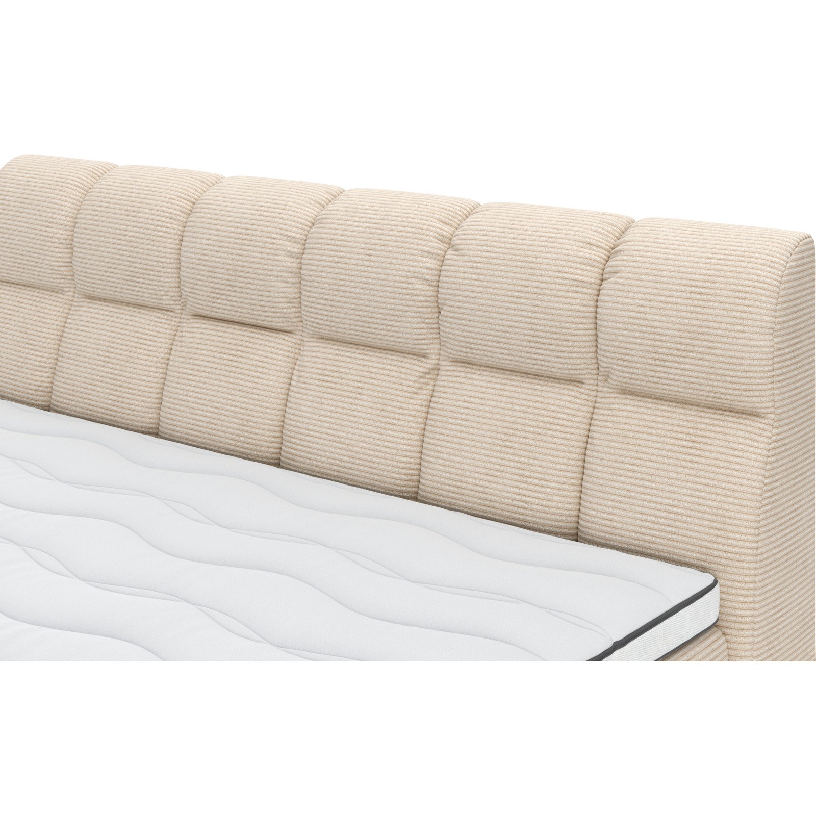 Boxspringbett Downtown Stoff RIB Ivory beige 180 x 200