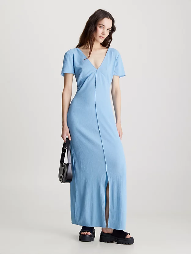 Vestido longo curto com babados