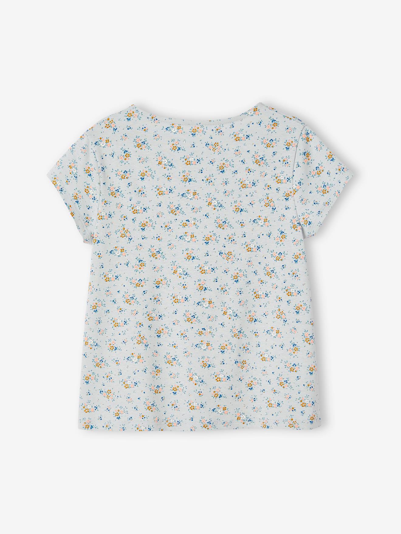 Blusa estilo camiseta floral azul claro para meninas