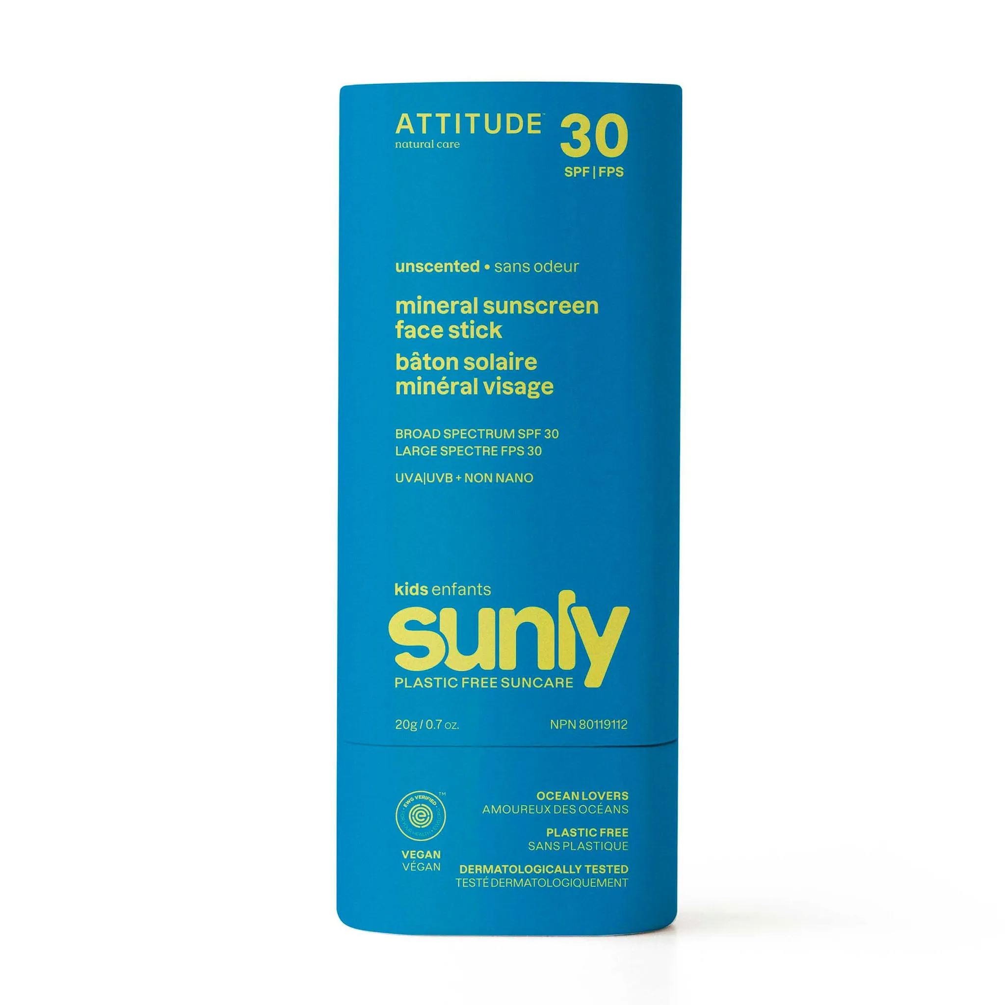 Attitude Sunly Bâton Solaire Visage FPS 30 - Sans Odeur