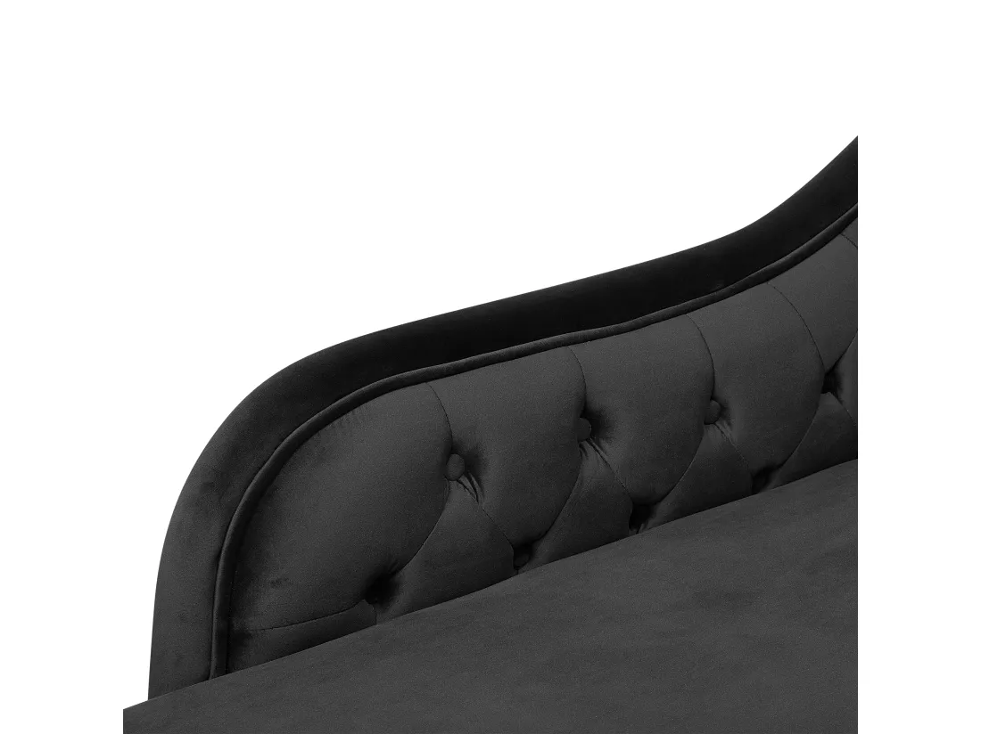 Méridienne Chesterfield côté droit en velours noir NIMES