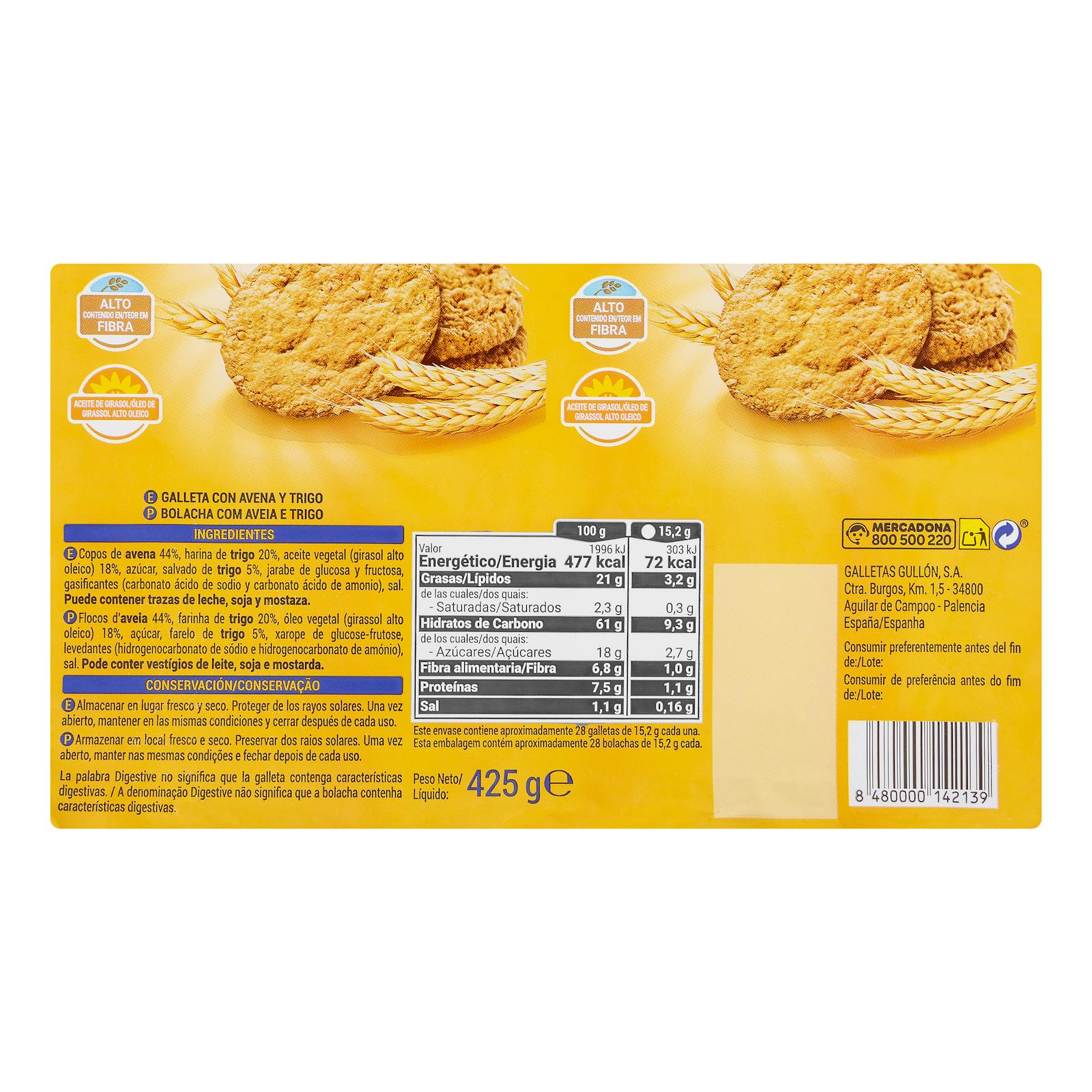 Biscuits digestifs à l'avoine Hacendado