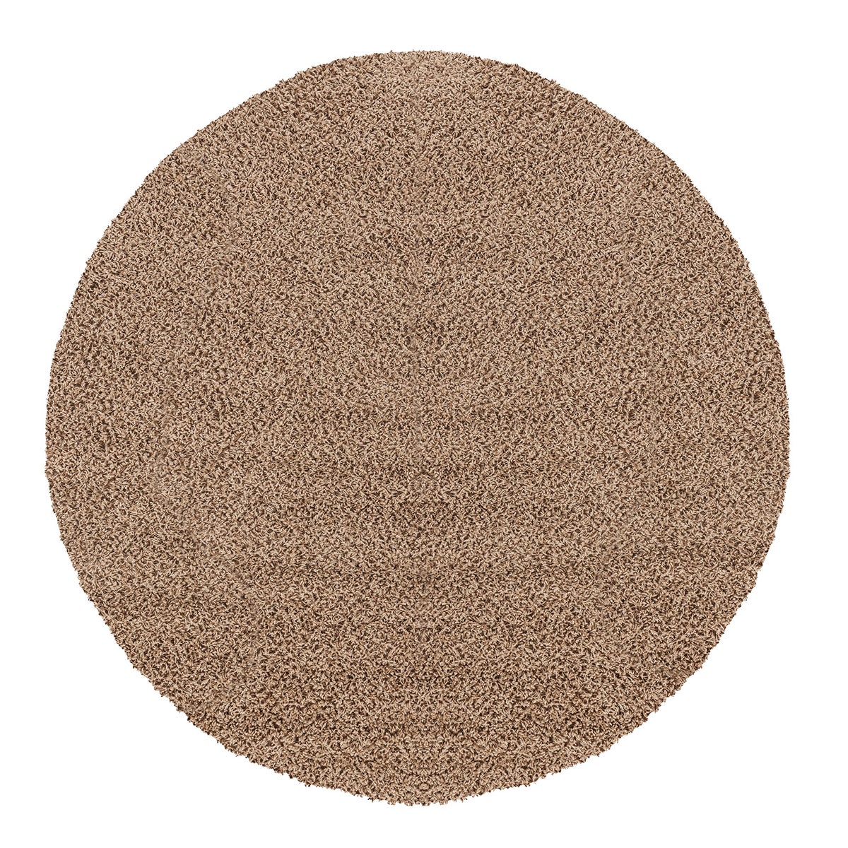 Modern hoogpolig rond shaggy vloerkleed, donkerbeige, Ø 200 cm, LILLY