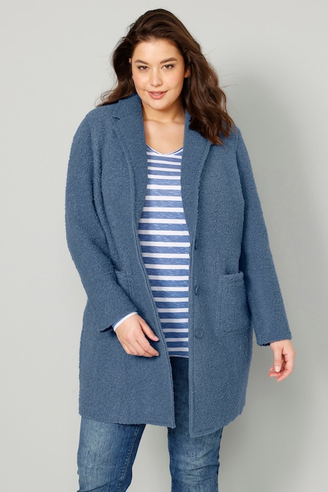 Kurzmantel, Straight Fit, Bouclé, Revers, Langarm