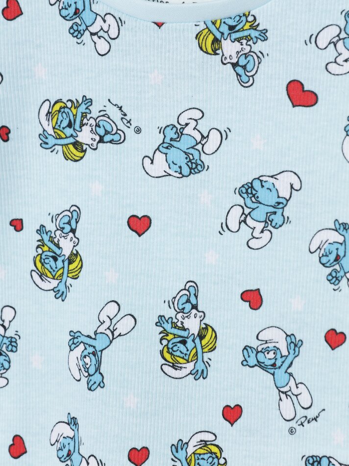 Conjunto de pijama canelado Smurfs IMPS - Azul claro