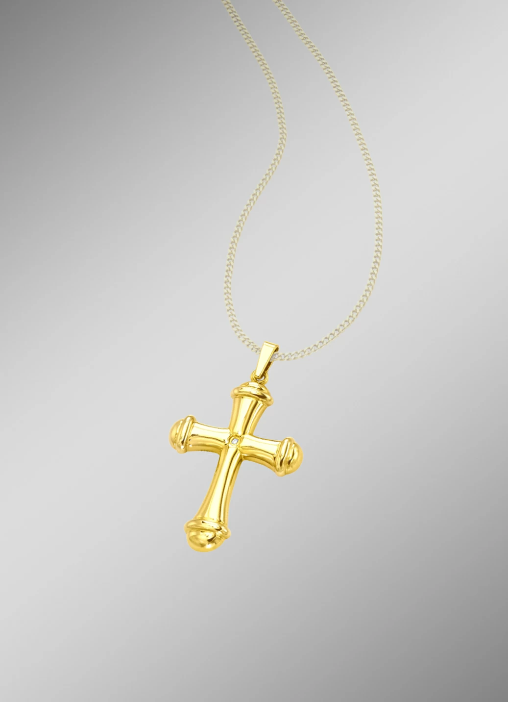Schön ausgearbeiteter Kreuz-Anhänger mit Diamant