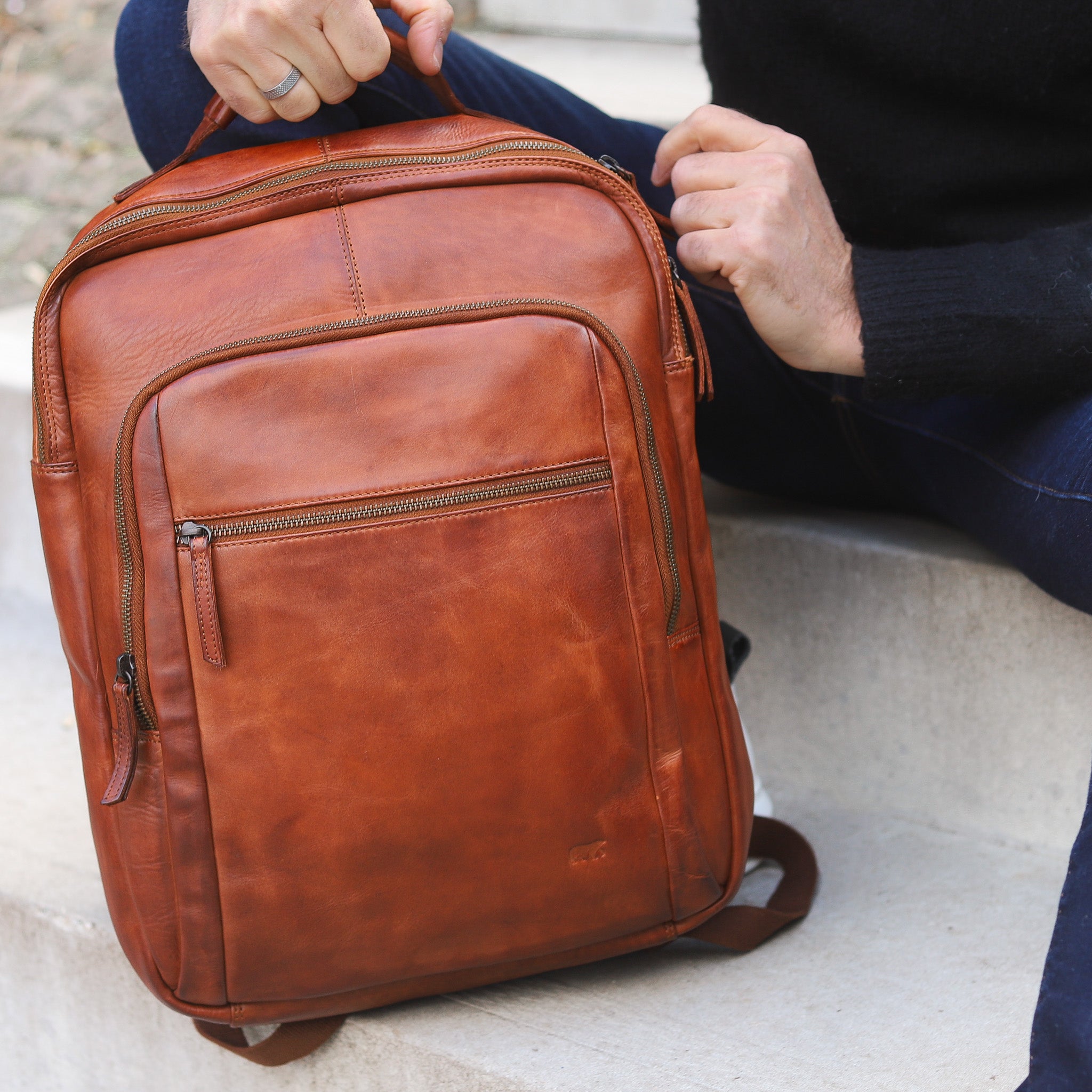 Rugzak 'Ties' cognac - CL 40848 Cognac