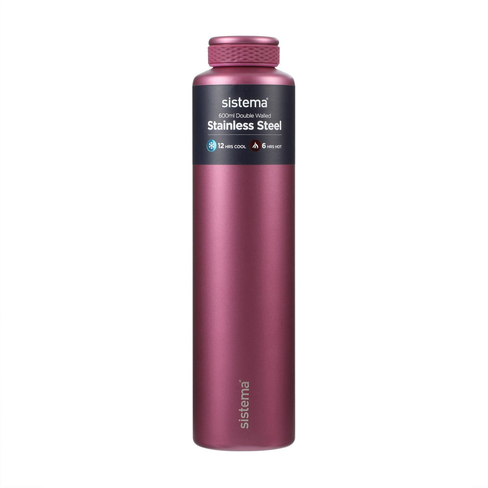 Køb Sistema Fig Purple Stainless Steel Drikkedunk 600 Ml