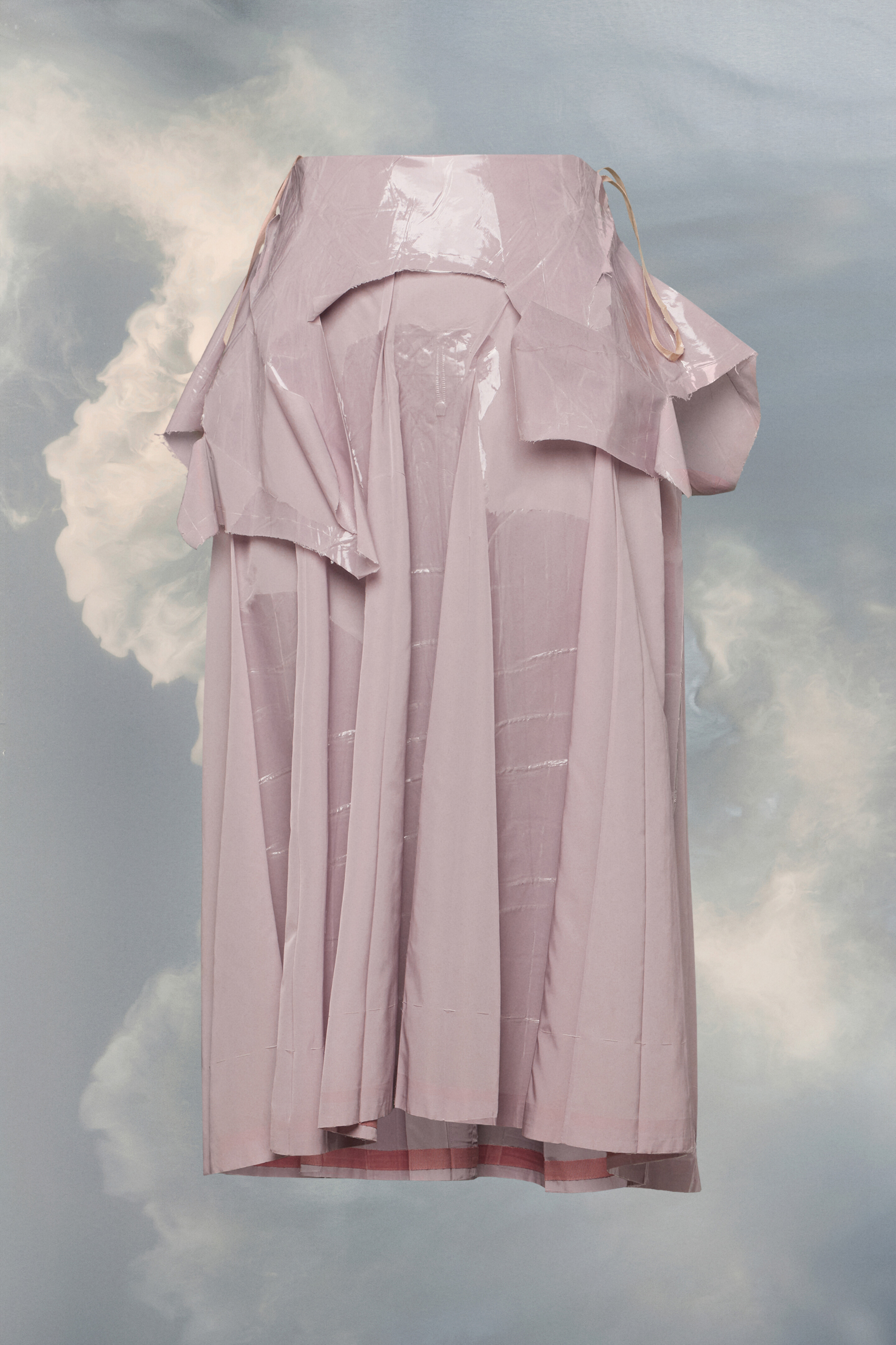 Rose Laminated Nylon Midi Skirt