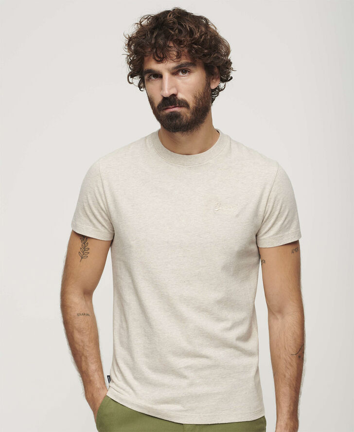 Superdry VINTAGE LOGO EMB TEE Oat cream marl