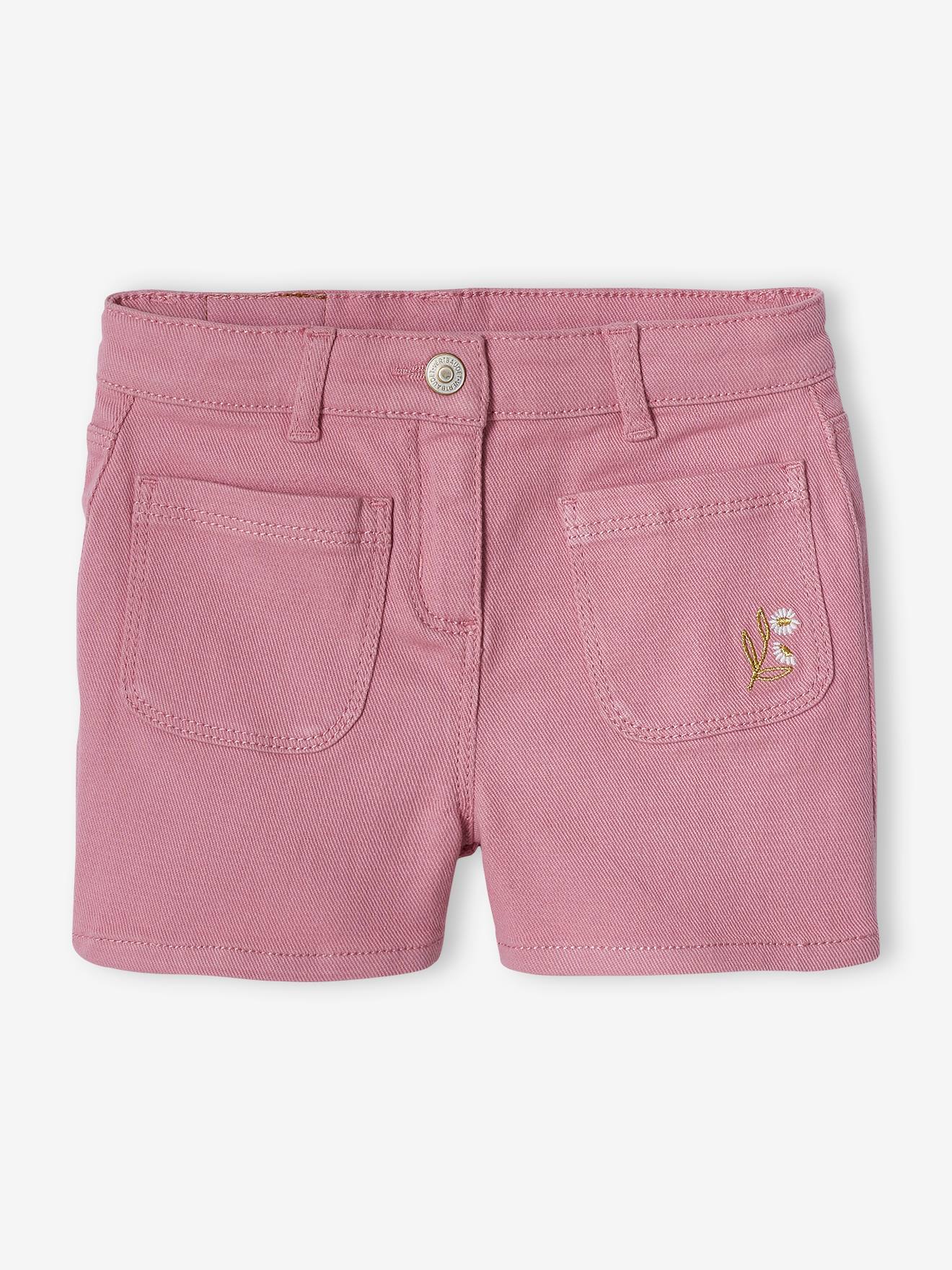Calções para meninas com bordado floral iridescente, líquen