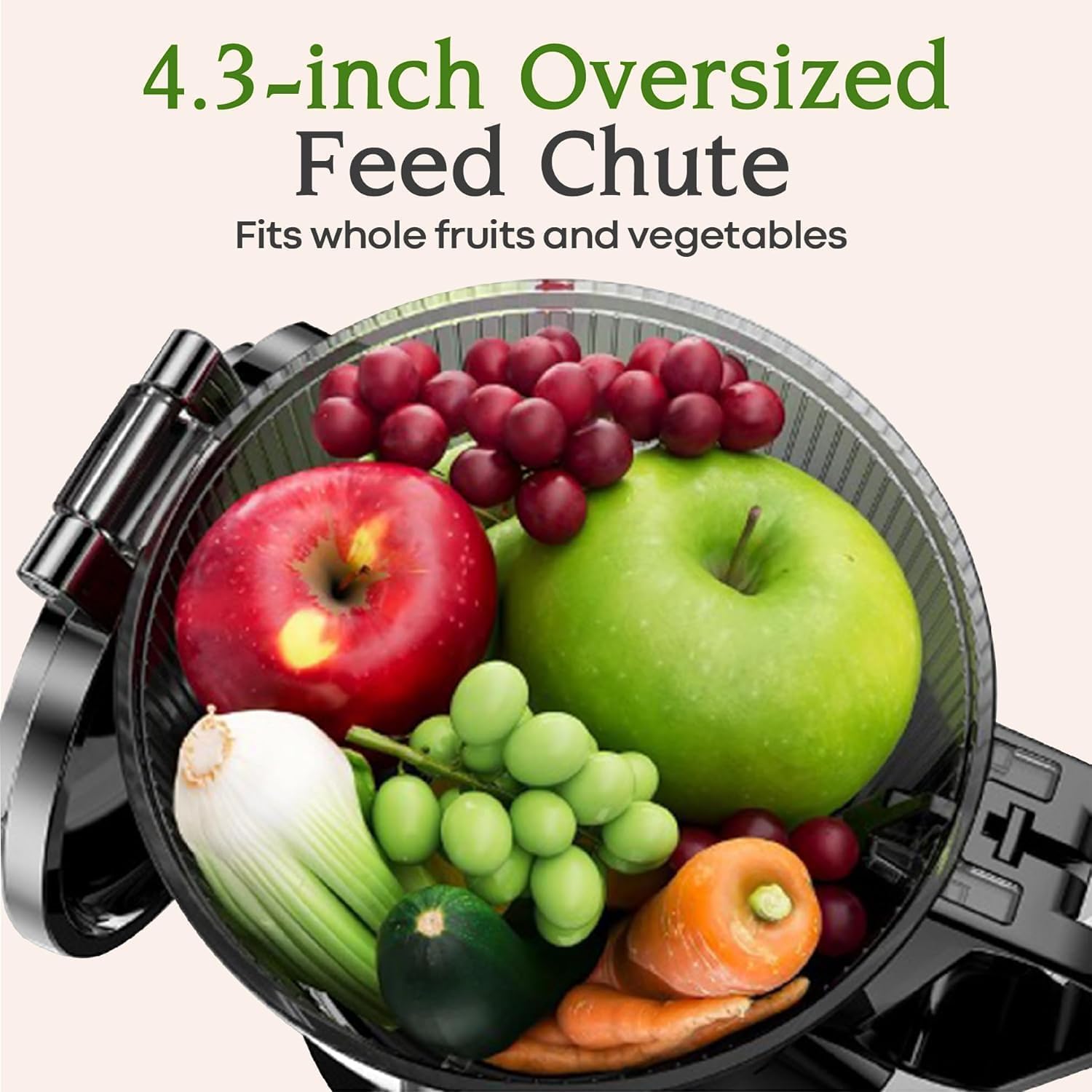 Anybear Entsafter 200W Slow Juicer mit 110 mm großem Einfüllschacht für ganze Früchte/Gemüse | Upgraded Schnecke | Tritan-Material | BPA-frei | Inkl. Saftrezepte (Silbern)