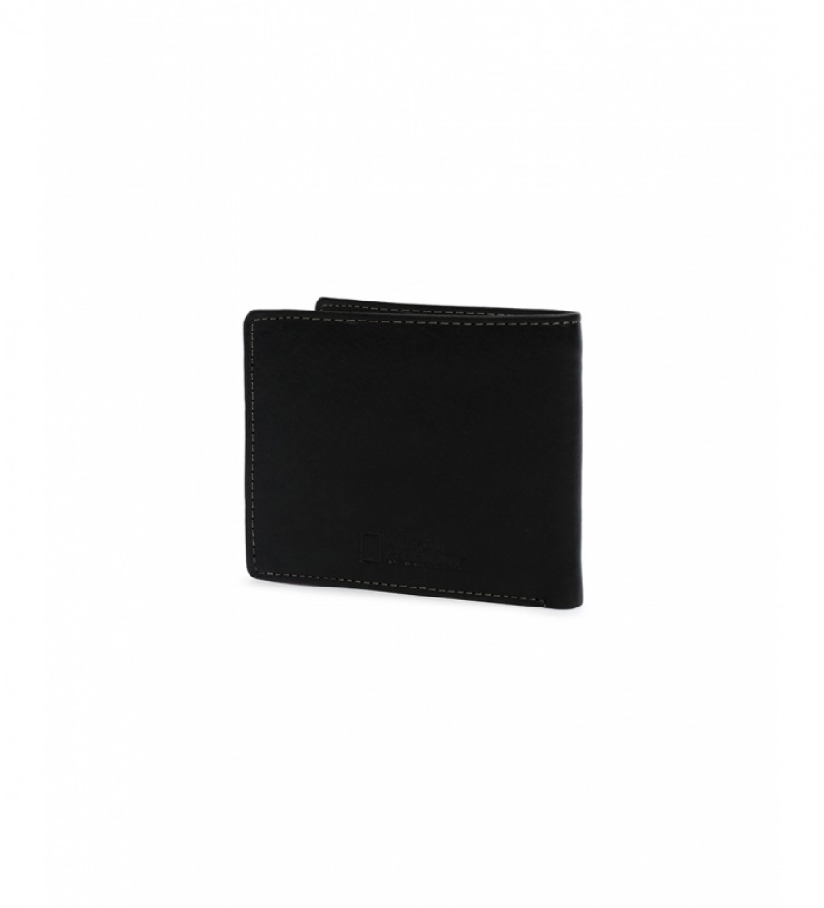 Carteira National Geographic Water em couro preto - 2x10,5x8cm