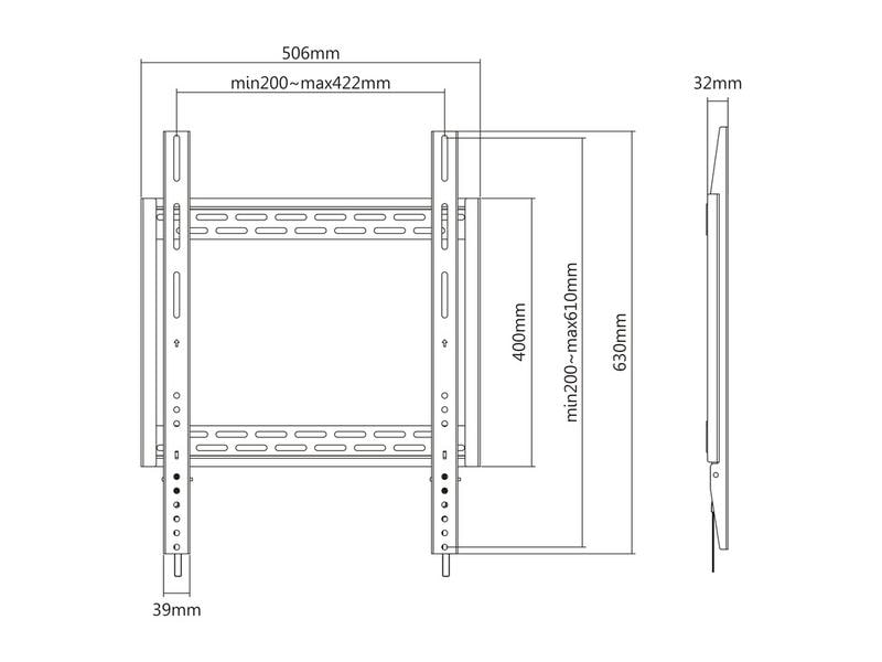 Multibrackets Wandhalterung Universal Wallmount HD P 100 kg M Universal Wallmount HD Portrait 100 kg 400 x 600