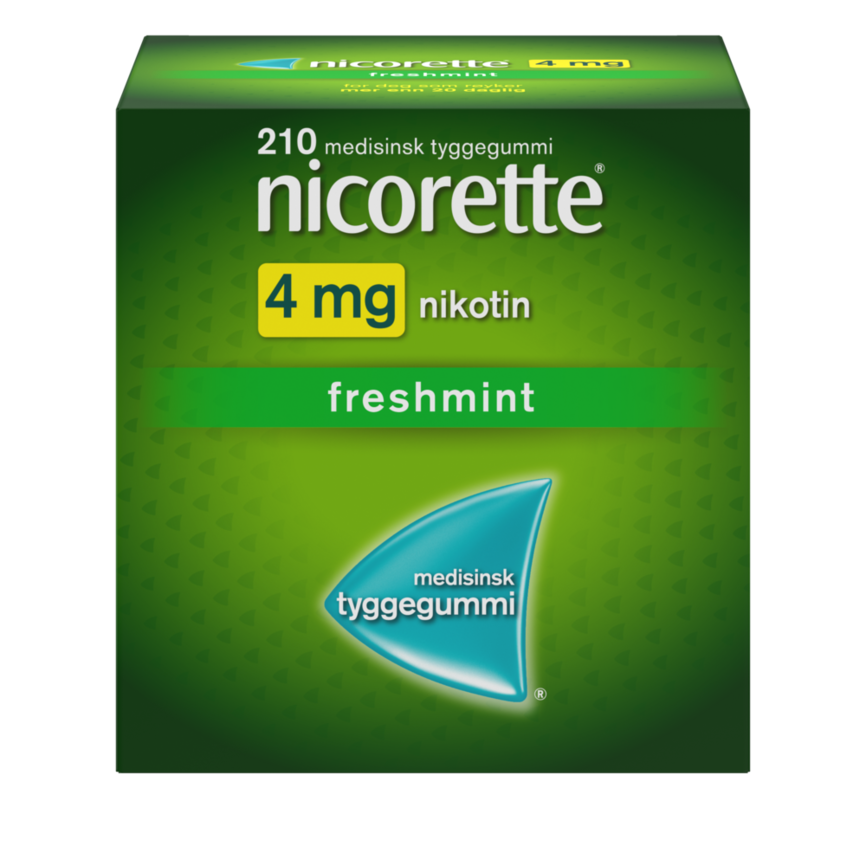 Nicorette Freshmint tyggegummi 4 mg nikotin, slutte å røyke