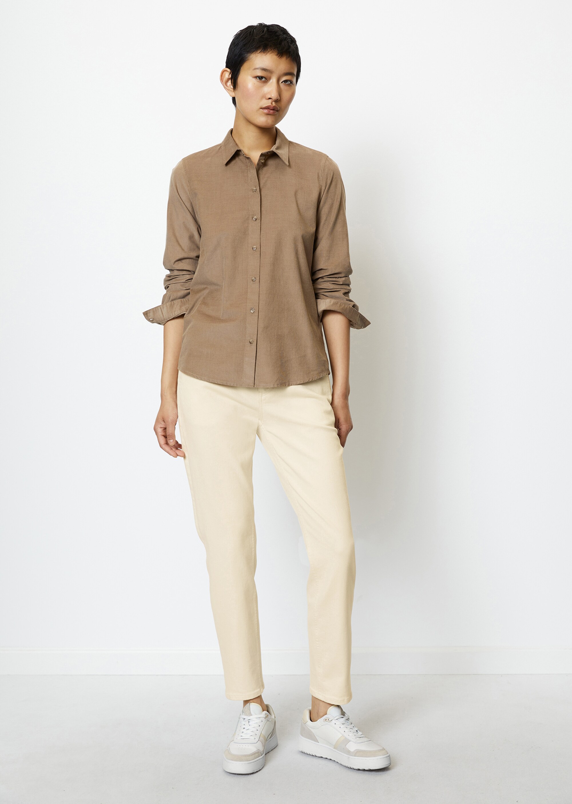 Feincord-Langarm-Bluse regular aus Organic Cotton-Lyocell-Mix