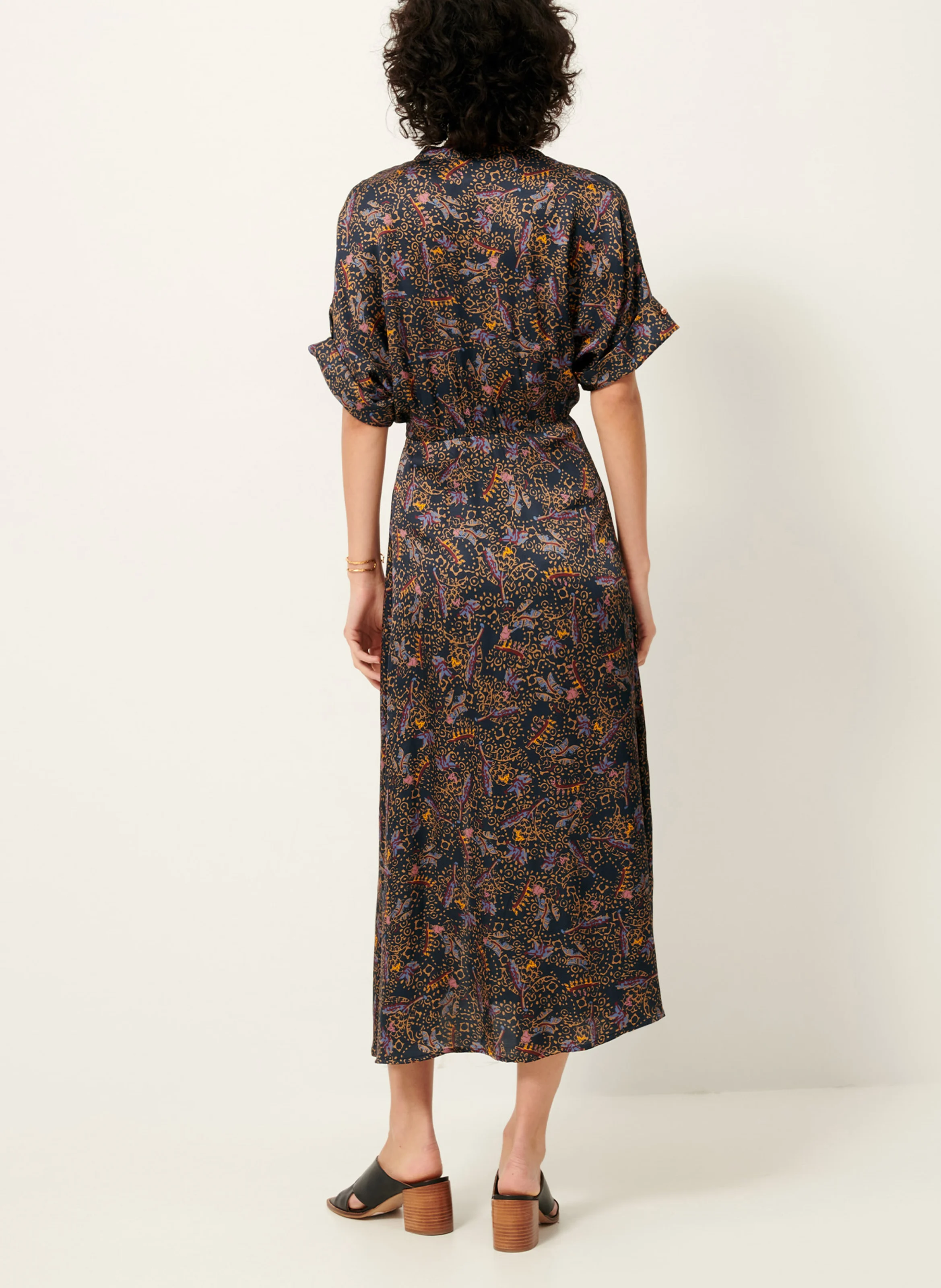RINESSAN - Robe longue col rond imprimée | Bleu