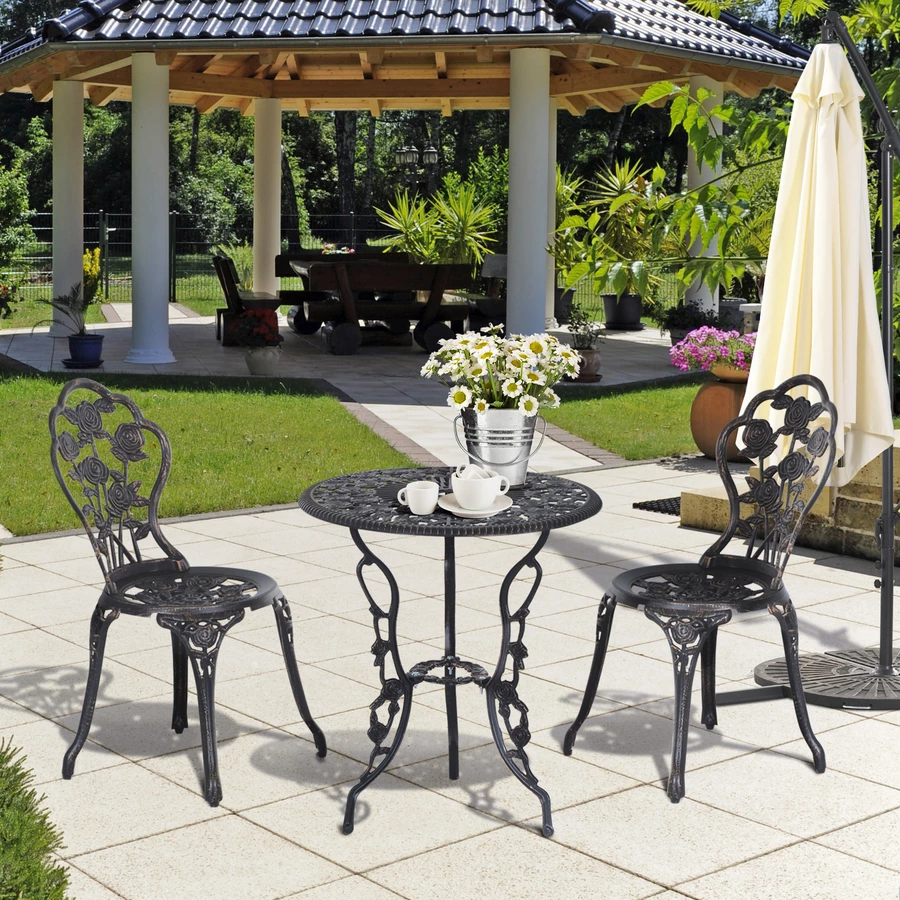 Outsunny Gartenmöbel als 3-teiliges Set schwarz